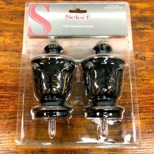 NEW Select Black Gold Decorative Finials Drapery Ball‎ (2) Pair 4” Diameter